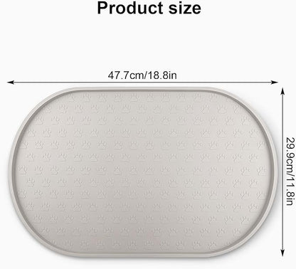 KPWACD Dog Food Mat Anti-Slip Bowl Mats for Food and Water, High-Lips Waterproof Pet Placemat Prevent Messy Spills to Floor, Silicone Puppy Feeding Trays for Large Medium Small Dogs Cats