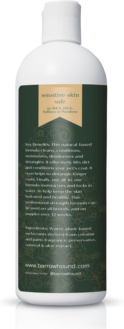 Barrow & Hound 5-in-1 Dog Shampoo & Conditioner – Natural, Tear-Free, Hypoallergenic Formula for Itchy & Smelly Dogs | Oatmeal, Aloe & Coconut | Safe for Puppies & All Breeds | Made in USA