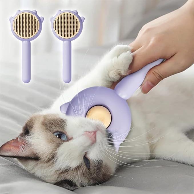 Magic Pet Comb, 2023 New Pet Hair Cleaner Brush, Cat Grooming Brush Long or Short Hair Cats Dogs Pet Massage Brushes, Self Cleaning Slicker Comb for Kitten Removes Tangles Loose Fur (2Pcs#B)