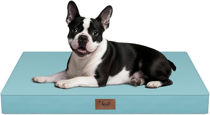 Outdoor Dog Bed for Small Dogs, Waterproof Dog Crate Bed for Medium Dogs Cats, Orthopedic Egg Crate Foam Pet Bed with Washable Removable Oxford Cover, Light Blue