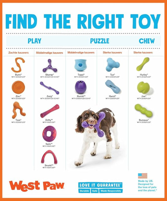 WEST PAW Zogoflex Rumpus Dog Chew Toy – Floatable Toy for Dogs, Aggressive Chewers – Puppy Chewing Toys for Catch, Fetch – Recyclable, Dishwasher-Safe, Medium 6.25", Tangerine