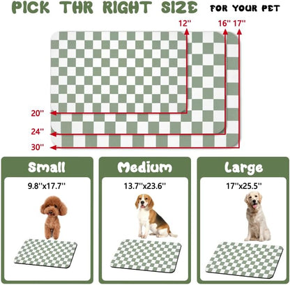 Dog Food Mats for Floors Waterproof, Pet Water Bowl Mats Pet Feeding Absorbent Placemats Plaid 17 * 30 inch - Image 4