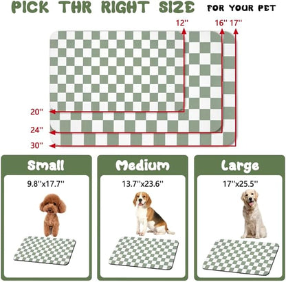 Dog Food Mats for Floors Waterproof, Pet Water Bowl Mats Pet Feeding Absorbent Placemats Plaid 24 * 32 inch
