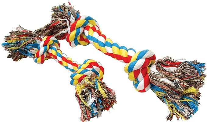 Jeffers Pet Rope Bone Dog Toy, Multi-Colored, 10" – Durable Braided Rope for Tug of War, Chewing & Fetch – Interactive Play for Pets – Machine Washable Dog Game Toy, Supports Healthy