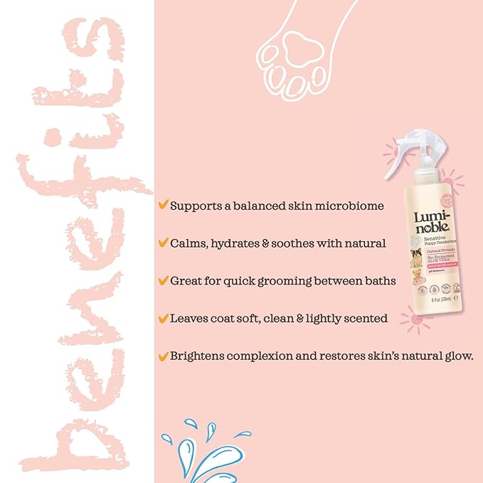 Sensitive Dog Deodorizing Spray Perfume, Oatmeal Formula Pet Cologne,Hypoallergenic Detangler Spray, Alcohol Free, Pet Odor Neutralizer for Puppies, White Musk Scent to Refresh The Skin and Coat, 8oz