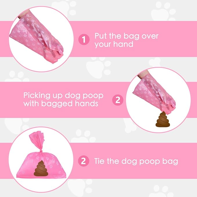 Poop Bags Rolls 256 Count - 9x13 Inches Pink Thickened Leakproof Lavender scent Poo Bags for Dogs, Eco-Friendly Pet Waste Bags for Walking,Travel,Home.