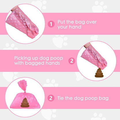 Poop Bags Rolls 256 Count - 9x13 Inches Pink Thickened Leakproof Lavender scent Poo Bags for Dogs, Eco-Friendly Pet Waste Bags for Walking,Travel,Home.
