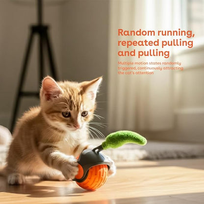 Interactive Cat Toys for Indoor Cats,The 3rd Generation Agile Moving Cat Ball with Elastic Mesh Tail,Automatic Kitten Toys for Bored Indoor Adult Cats,Motion Activated (Orange)