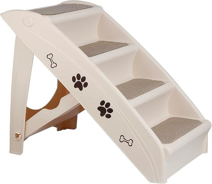 Dog Stairs & Steps for High Beds Folding Pet Ladder for Small Dogs Plastic Anti-Slip Safe Cat Ramp, No Assembly Needed