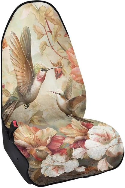 Coldinair Hummingbird Floral Car Seat Protector from Sweat, Food, Dirt After Gym, Swimming,Universal Towel Car Seat Covers Front Seats Only for Auto, Truck, Van, SUV
