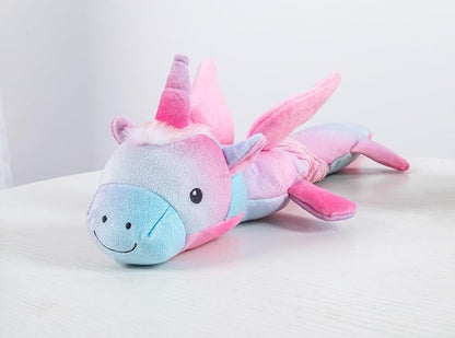 3-in-1 Squeaky Dog Toy for Chewer (Squeaker, Crinkle Paper & Elastic Band), Durable Interactive Puppy Plush Stuffed Chew Toy for Boredom, Tug of-War, for Small Medium Large Breed (Unicorn)