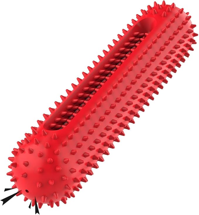 petizer Dog Squeaky Toys for Aggressive Chewers, Tough Toothbrush Dog Chew Toy, Nearly Indestructible Rubber Toys for Pet Training, Teeth Cleaning, Playing and Chewing for Medium & Large Breeds