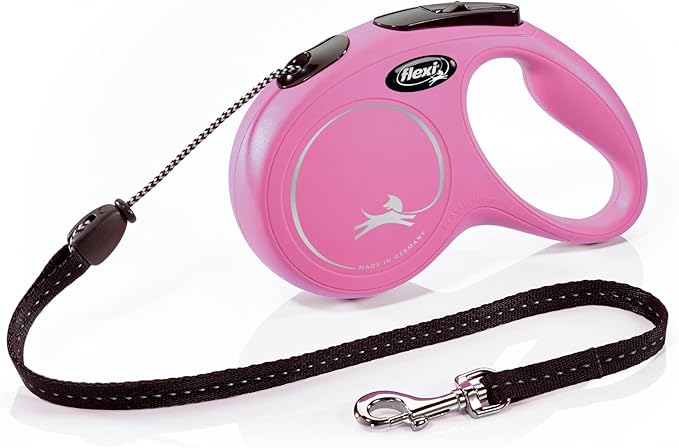 Flexi New Classic Retractable Dog Leash (Cord), 16 ft, Medium, Pink