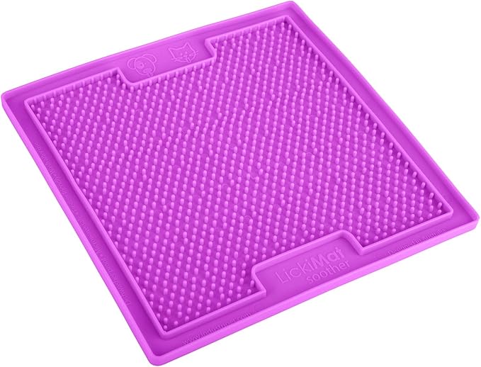 LickiMat Classic Soother, Cat Slow Feeder Lick Mat, Boredom Anxiety Reducer; Perfect for Food, Treats, Yogurt, or Peanut Butter. Fun Alternative to a Slow Feed Cat Bowl or Dish, Purple