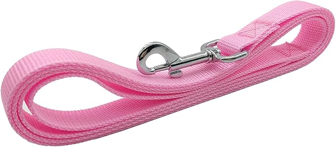 TAIAN 4FT/5FT/6FT Strong Dog Leash, Nylon Dog Leashes for Small Medium Large Dogs (Pink, 1 in x 15 ft)
