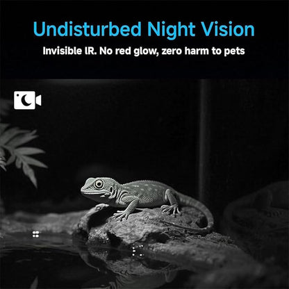 2K HD Aquarium Camera, 140° Wide-Angle Anti-Glare Night Vision WiFi, Aquarium Camera for Fish Tank, for Reptile Terrarium with AI Motion Detection 2-Way Audio (Black)
