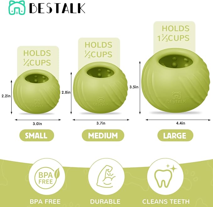 Long-Lasting Dog Lick Toy, Wobbly Dog Enrichment Lick Bowl to Keep Dogs Busy, Interactive Stuffable Dog Treat Feeder for Boredom, Silicone Treat Dispensing Chew Toy(Green,L)