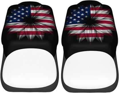 Foruidea USA Flag On Abstract Flower Car Seat Covers Universal 2 Pcs Auto Front Seat Cover Fit Most Cars,SUV,Sedan,Trucks