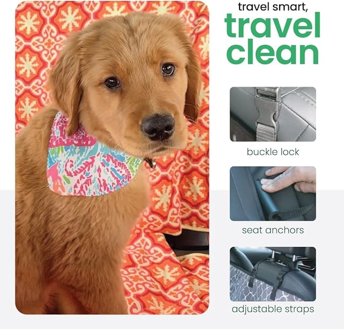Molly Mutt 3-in-1 Back Seat Cover for Dogs, 100% Cotton Canvas Back Seat Hammock with Headrest Straps, Belt Slots, & Anchors, Non-Skid Cargo Area Cover, Machine Washable, No Harmful Chemicals, 56"x56"