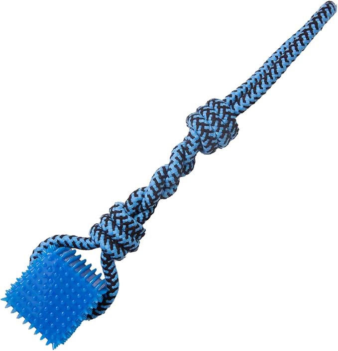 Snugarooz Spike-O-Cube Assorted Colors – Dog Toy with Durable Cotton Rope & Spiky TPR Cube - Ideal for Tugging, Chewing, and Fetch - for Larger Breeds