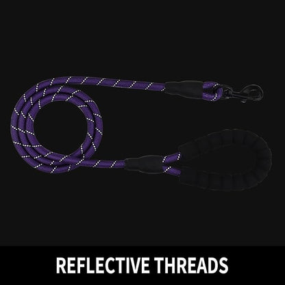 5/6 FT Strong Pet Dog Leash with Soft Padded Handle,Highly Reflective Rope for Night Walking,360-Degree Rotating Metal Buckle Without Tangles,Suitable for Small,Medium and Large Dogs.(5ft)