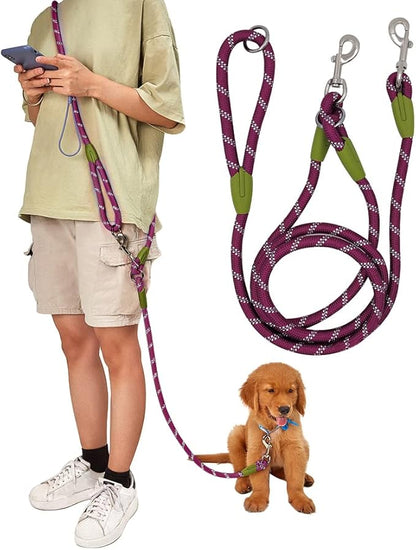 pawstrip Hands Free Dog Leash Crossbody Dog Running Leash Handsfree Pet Rope for Hiking Training Heavy Duty Reflective Pet Walking Belt (Purple)