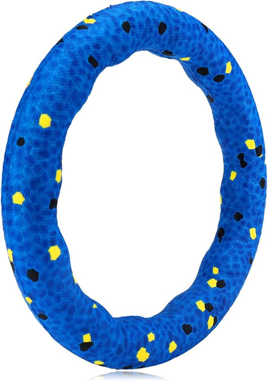 Mity rain Floating Dog Toys –E-TPU Water Pool Fetching Toy with Rope for Small Medium Large Pet, Ring Shape Indestructible Interactive Dog Chew Toys for Summer Outdoor Training Fun (Blue)