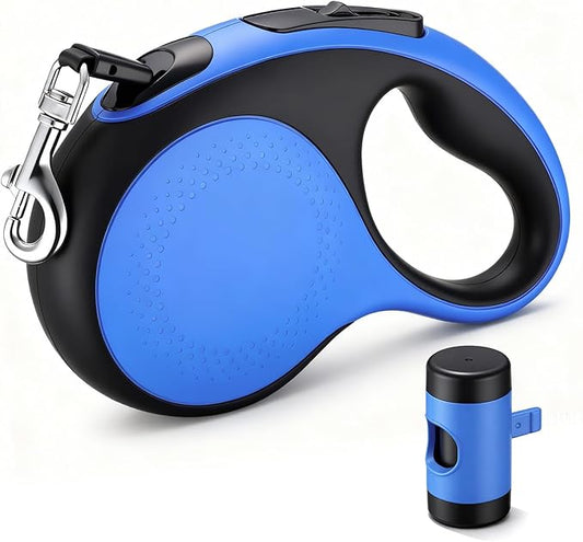 Segarty 16 Ft Retractable Dog Leash with Detachable Poop Bag Holder, 5m Walking Leash for Pets up to 66 lbs, 360°Tangle-Free Dog Lead with Anti-Slip Handle & One-Handed Brake Pause Lock for Outdoors