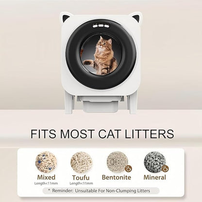 BZW Self Cleaning Litter-Box for Multiple Cats with 76L Large Capacity,Automatic Litter Box with App Control and Safety Sensors Protection (Black)