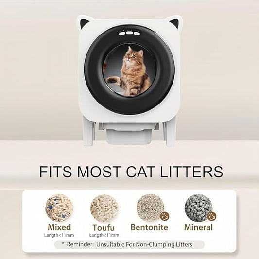 BZW Self Cleaning Litter-Box for Multiple Cats with 76L Large Capacity,Automatic Litter Box with App Control and Safety Sensors Protection (Black)