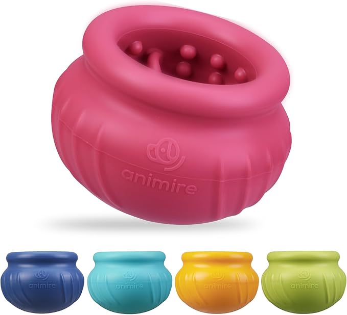 Wobbly Dog Enrichment Lick Toy, Stuffable Frozen Lick Bowl to Keep Dogs Busy, Long-Lasting Interactive Treat Dispensing Dog Toy, Silicone Fetch Catch Chew Toy(Rose,S)