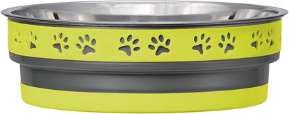 Loving Pets Corsa Dog Bowls- Stainless Steel Dog & Cat Bowls - Spill Proof Dog Food Bowl, Cat Bowl, Puppy Essentials & Pet Supplies Great for Home & Travel (Medium 20-35 lbs, Lightning Yellow)