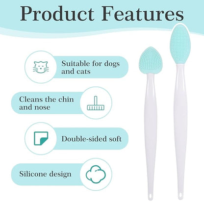 4PCS Cat Chin Brush Set Cats Acne Chins Treatment, Black Seed Exfoliating Brushes, Dual Sided Soft Silicone Cat Grooming Scrubber Brush Cleaner for Cats Chin Acne and Blackhead Exfoliation