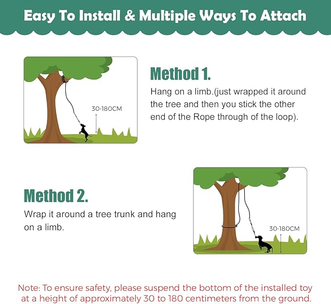 HOPET Dog Outdoor Bungee Hanging Toy, Tether Tug of War Toys for Medium to Large Dog to Exercise, Durable Interactive Tug Toy, Dog Rope Toys