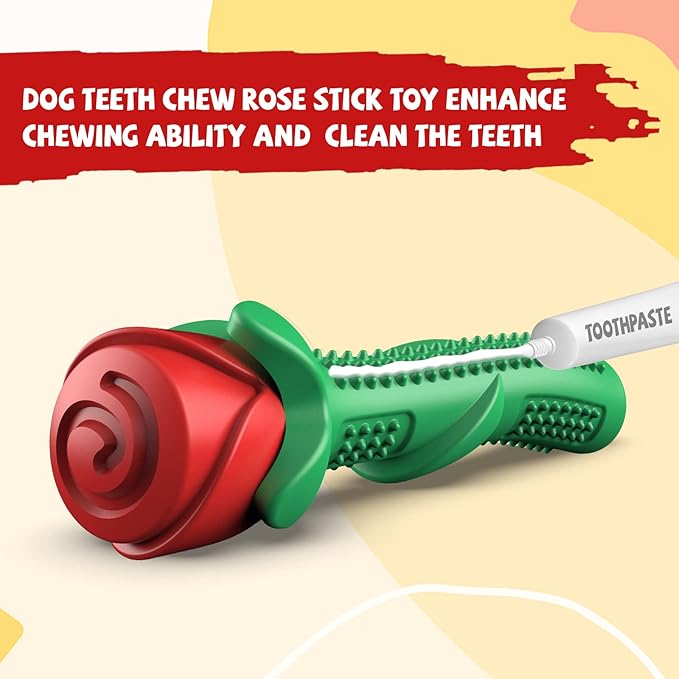 ucho Dog Toys for Aggressive Chewers, Rose Dog Toy for Small Medium Dogs, Interactive Chew Toys for Training and Cleaning Teeth