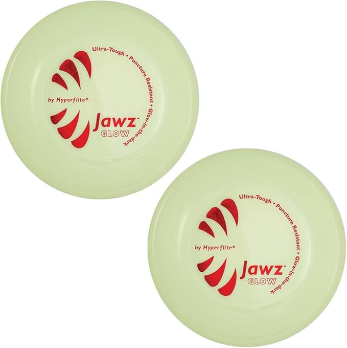 Hyperflite Jawz Glow-in-the-Dark 2 Pack Competition Dog Disc 8.75 Inch, Worlds Toughest, Best Flying, Puncture Resistant, Dog Frisbee, Not a Toy Competition Grade, Outdoor Flying Disc Training