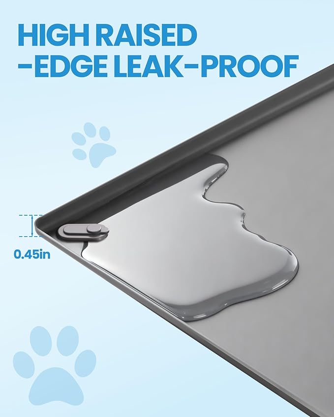 Pee Pad Holder for Dogs - 24" x 24" Non-Slip Silicone Puppy Potty Training Tray with 4 Magnetic Clips & Leak-Proof Raised Edge, Dog Pee Pad Holder for Home Indoor Floor Protection