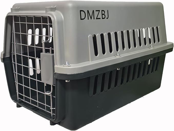 Dog Airline Kennel Pet Travel Crate, Heavy-Duty Metal Door Plastic Carrier, Portable Dog Crate with Wheels for SUV/Airplane Travel/Vet Visit, Large Medium Dog Pet Cage