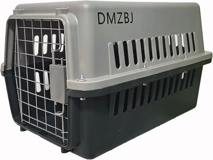 Dog Airline Kennel Pet Travel Crate, Heavy-Duty Metal Door Plastic Carrier, Portable Dog Crate with Wheels for SUV/Airplane Travel/Vet Visit, Large Medium Dog Pet Cage