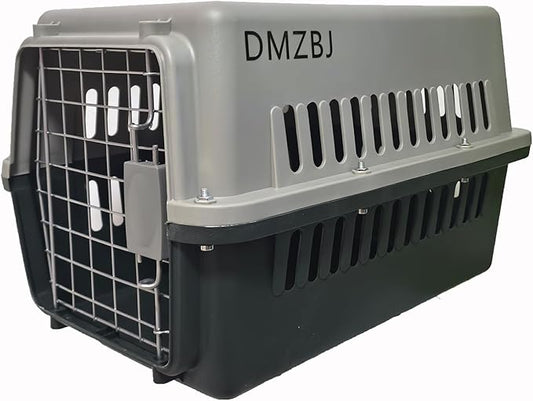 Dog Airline Kennel Pet Travel Crate, Heavy-Duty Metal Door Plastic Carrier, Portable Dog Crate with Wheels for SUV/Airplane Travel/Vet Visit, Large Medium Dog Pet Cage