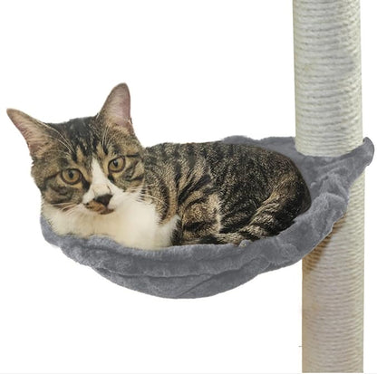 SHENGOCASE 2-Pack 13" Grey Cat Tree Tower Replacement Basket Lounger Hammock Bed, 5pcs Hanging Pom-pom Toys with Elastic Strings, Cat Tree Accessories Hammock Attachment