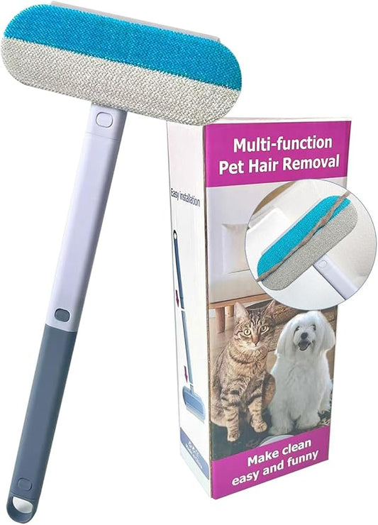Pet Hair Remover for Furniture, Reusable 17-Inch Multifunctional Cat and Dog Hair Removal Tool, Extra Long Handle, Gentle on Couch, Carpet, Clothes, Bedding, Tile, Car Seats