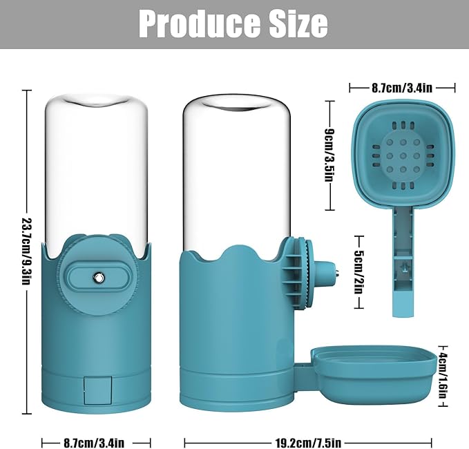 Pet Water Bottle for Cage Crate 26oz Automatic Feeding Water Dispenser for Dog Cat Rabbit (Blue, 26oz)