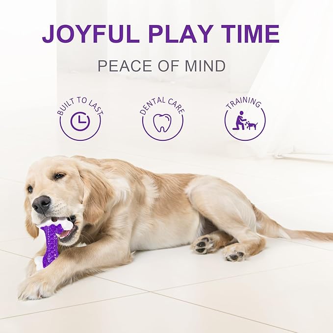 2-Pack Dog Toys for Aggressive Chewers, Indestructible 8" Tough Nylon Bone, Teething & Boredom Relief Chew for Large Dogs, Bacon Flavor