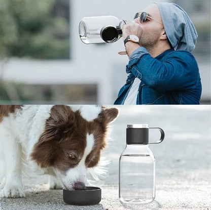 Asobu Buddy Bottle a Stainless Steel Insulated Water Bottle for with Removable Dog Water Bowl and Dog Food and Treat Storage Bowl (Blue, Tritan 50 oz Water Bottle with Bowl)