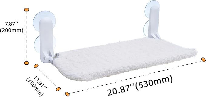 Cat Window Perch, Cordless Foldable Cat Hammock Bed with 4 Suction Cups, Embeded Machine Washable Bed for Indoor Cats, Strong Metal Frame Holds 40lbs (Beige)