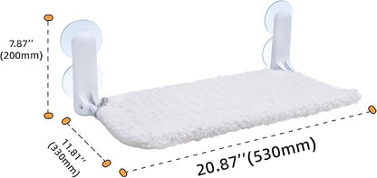 Cat Window Perch, Cordless Foldable Cat Hammock Bed with 4 Suction Cups, Embeded Machine Washable Bed for Indoor Cats, Strong Metal Frame Holds 40lbs (Beige)