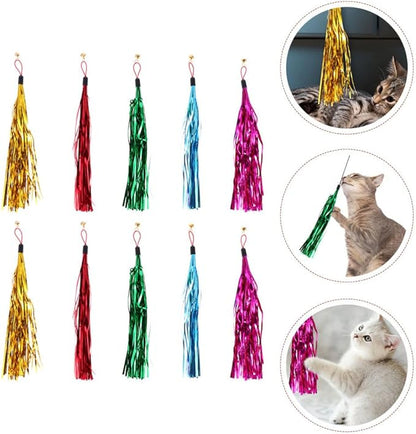balacoo 30 Pcs Cat Teasing Replacement: Cat Interactive Tassel Teasing Stick Replacement Teaser Refills for Indoor s