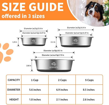 2-in-1 Metal Dog Bowl with Slow Feeder Insert, Stainless Steel Dog Bowls Food Grade 304, Water Food Bowl with Anti-Slip Silicone Base for Small, Medium, Large Dogs