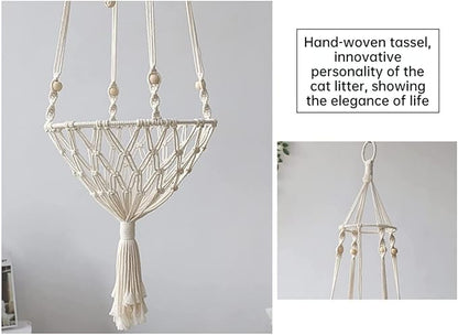 Handmade Cat Hammock Cat Dog Swing Hanging Bed Tassel Design Cat Nest Indoor Elegant Tapestry Decoration Pet Cat House Personality Home (Hammock F)